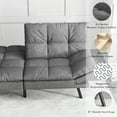 Memory Foam Futon Sofa Bed, MidCentury Modern Convertible, Upholstered