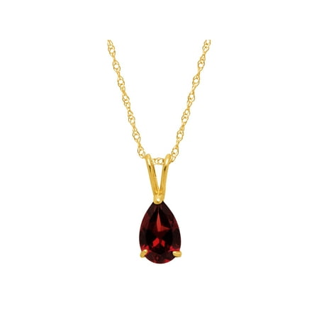 7/8 ct Natural Garnet Pear-Cut Solitaire Pendant Necklace in 10kt Gold, 18