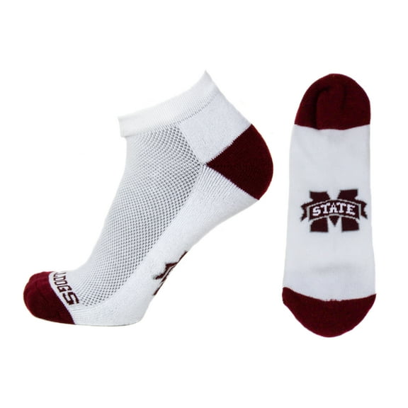 Mississippi State Bulldogs White No Show Footie Sock - Donegal Bay - Unisex - One Size - No-Show