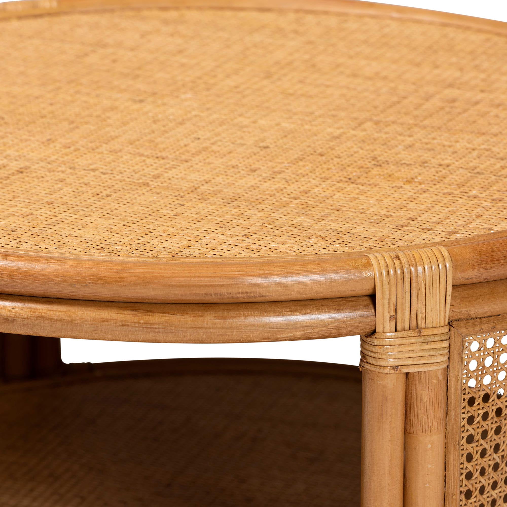 bali & pari Louis Modern Bohemian Natural Brown Rattan Coffee Table