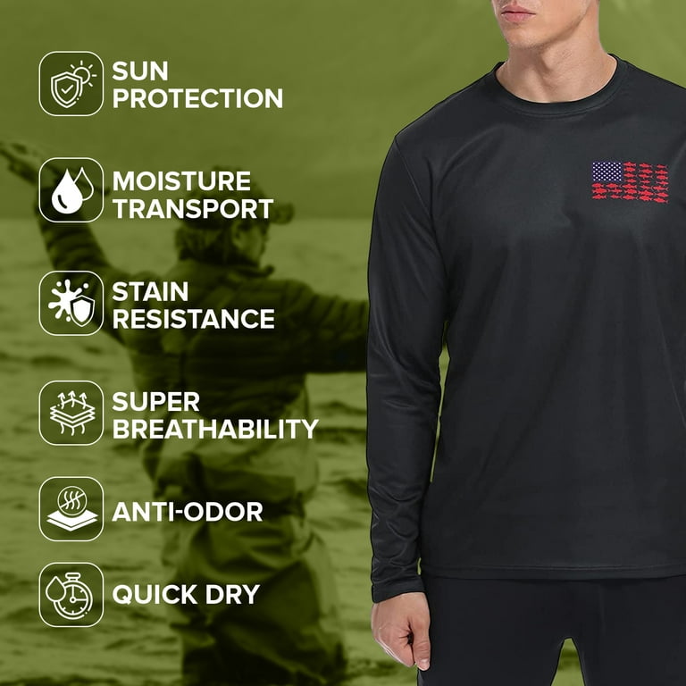 LRD Fishing Shirts for Men Long Sleeve UPF 50 Sun Protection Performance  Shirt USA Sailfish Blue - XXXL