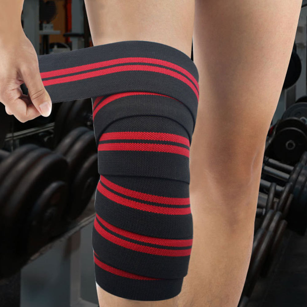 2 Pcs Weightlifting Knee Wraps Gym Workout Fitness Compression Knee