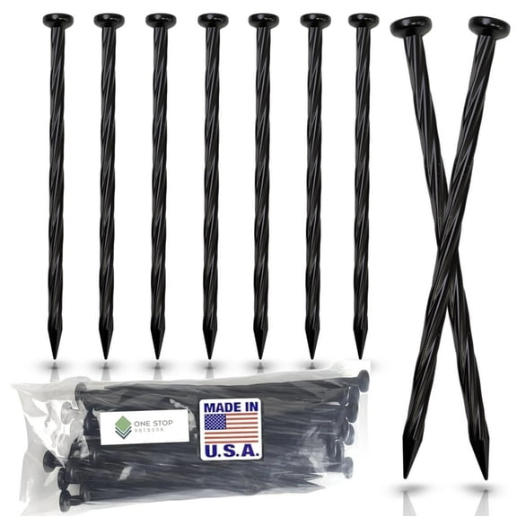 50-PACK USA MADE 8-Inch Plastic Landscape Edging Anchoring Stakes, Spiral Landscape Anchoring Spikes For Paver Edging, Weed Barrier, Artificial Turf & More (Fits Most Brands Dimex EasyFlex Proflex)