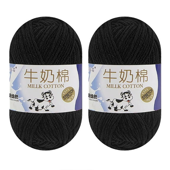 5 Ply Cotton Knitting Yarn Skeins 50g – Soft Crochet & Knitting Yarn for Sweaters, Scarves, Hats, DIY Crafts, 2 Pack Black