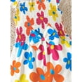 thumbnail image 6 of Summer Jumpsuits For 4Y,5Y,6Y,7Y Girls' Vibrant Floral Print Sleeveless Bow Smocking Romper Overalls,As Gift, 6 of 9