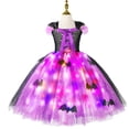 thumbnail image 4 of Disfraz de bruja con luz LED para niñas de Halloween, vestido con tutú de murciélago, disfraz de carnaval, fiesta, vestido de baile hecho a mano para niños pequeños, 4 of 5