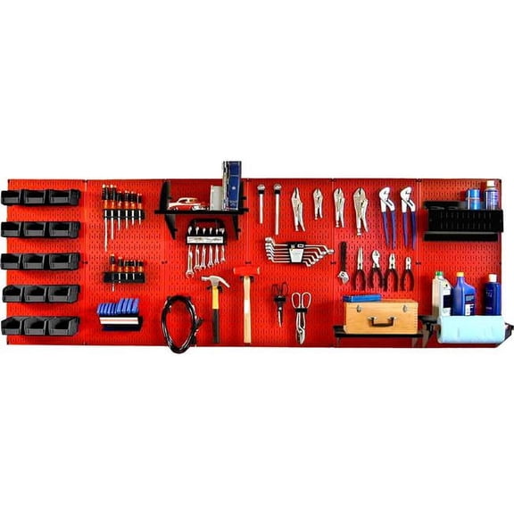 Wall Control B1296749 Pegboard Master Workbench Kit, Red & Black - 96 x 32 x 9 in.
