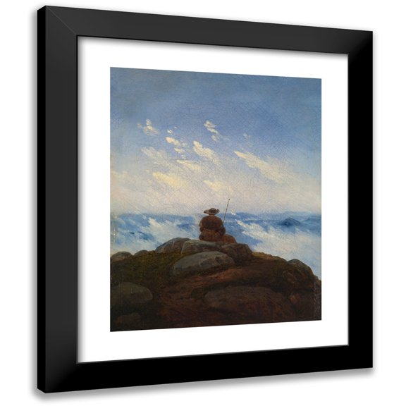 Carl Gustav Carus 12x14 Black Modern Framed Museum Art Print Titled - Wanderer on the Mountaintop (1818)