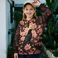 thumbnail image 2 of Uourmeti Pink Flower Crow Girls Party Sweatshirt Half Zip Pullover Trendy Top for Birthday Vacation Celebration Fun Event with Friends Size 13-14, 2 of 7