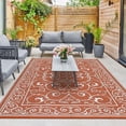 thumbnail image 3 of Garvee 9'x18' Outdoor Rug Waterproof Plastic Straw Rug, Reversible Outside Carpet UV Resistant Modern RV Mat for Backyard Garden Deck Poolside, Brick Red, 3 of 6