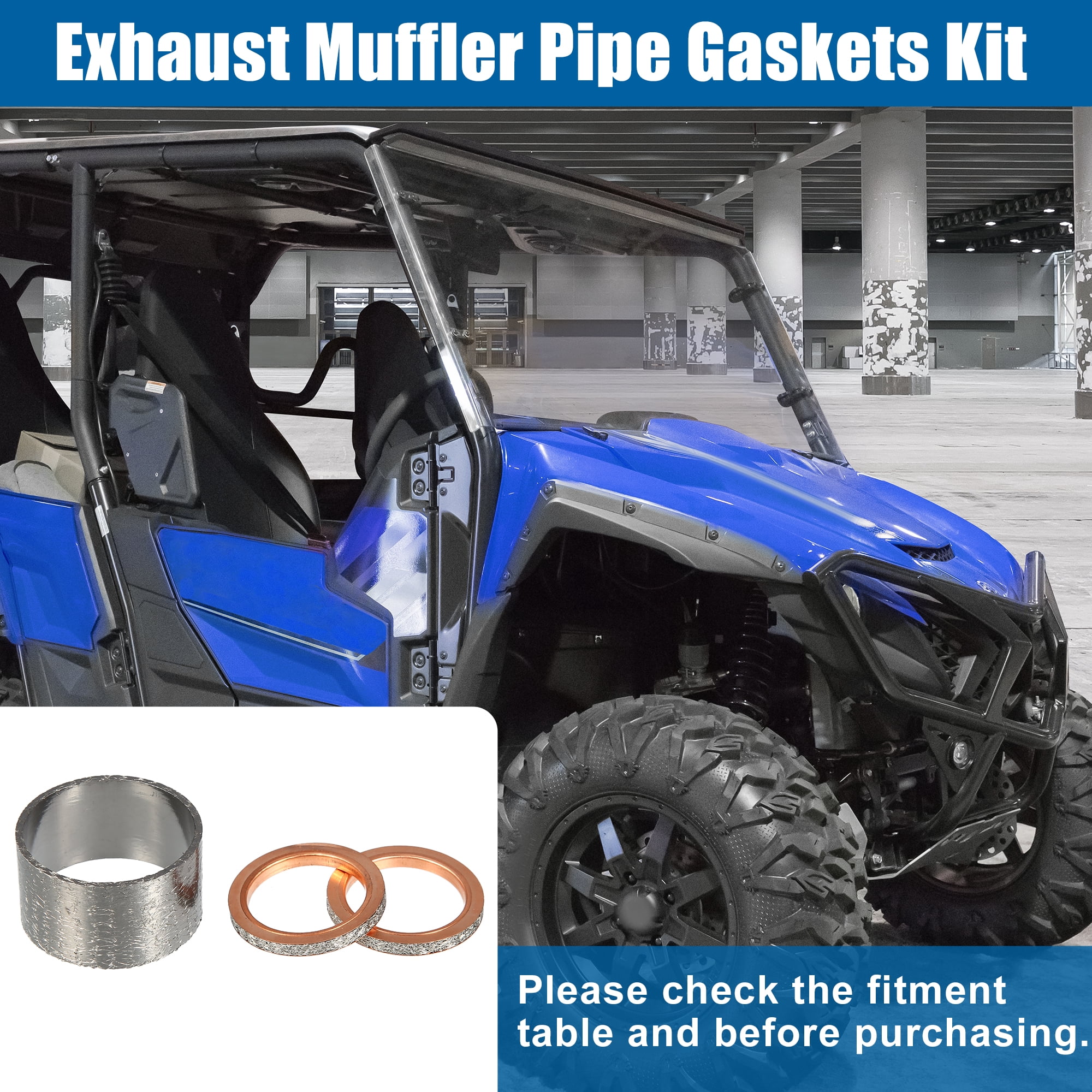 Unique Bargains Exhaust Pipe Muffler Silencer Gasket for Yamaha Rhino 660 YXR660F 4X4