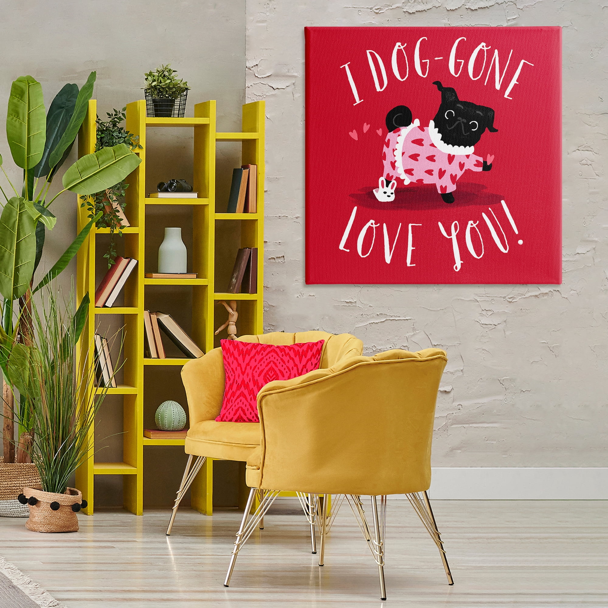 Stupell Industries Dog-Gone Love You Animals Painting Wrapped Canvas Art Print Wall Art, 36 x 36