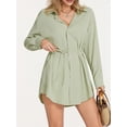 thumbnail image 6 of Yunliwuli Women Jumpsuit, Long Sleeve Turn-down Collar Button-down Shirt Bodysuit Streetwear, 6 of 9