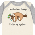 thumbnail image 4 of Inktastic I Worked out Today. I Lifted My Eyelids Cute Sloth on a Branch Boys or Girls Long Sleeve Baby Bodysuit, 4 of 5
