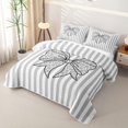 thumbnail image 3 of Manfei Grey Cheetah Print Bowknot Quilt Full for Girls Women,Geometric Stripes Full Bedspread Sets, 3 of 7
