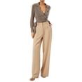 thumbnail image 3 of hirigin High Waist Wide Leg Suit Pants for Women, Loose Stretch Solid Color Casual Trousers for Home Office, 3 of 9