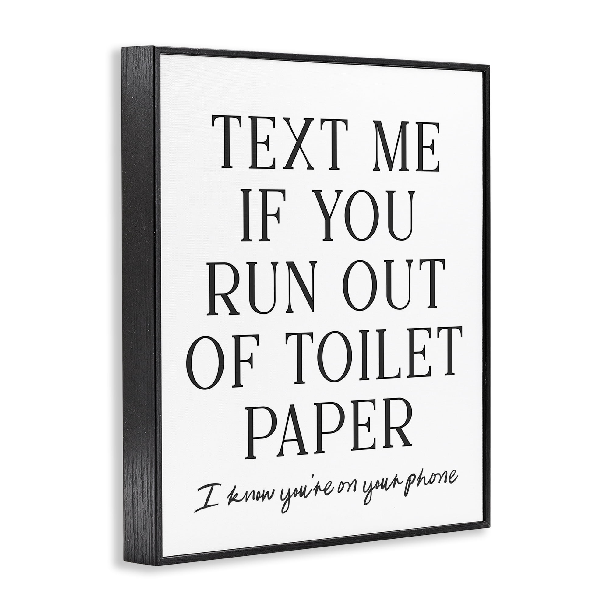 Stupell Industries Funny Bathroom Texting Black Framed Giclee Art, design by Lettered and Lined