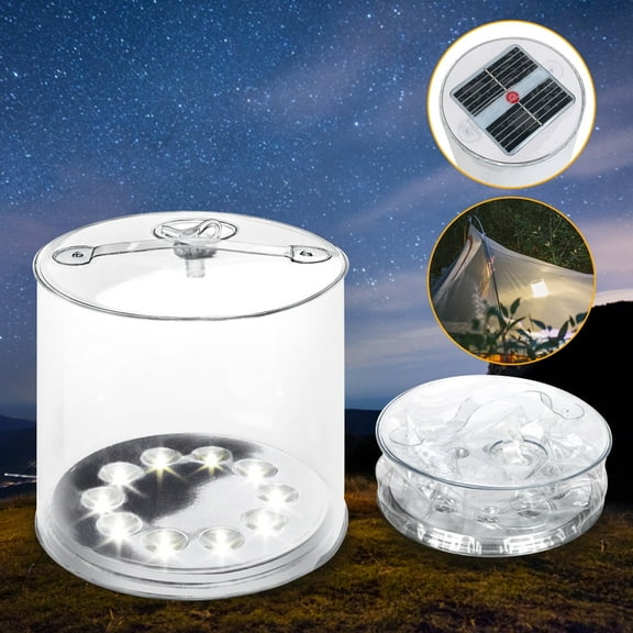 HIBIBUD Solar Camping Lantern, LED Camping Lights, 75 Lumens 4 Modes, Camping Gear, Collapsible Portable Solar Inflatable Light for Hiking, Backpacking, Emergency (1 Pack)