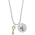 thumbnail image 1 of Delight Jewelry Goldtone Open Heart Key Silvertone Script Initial Disc - E - Charm Necklace, 20"+3", 1 of 4