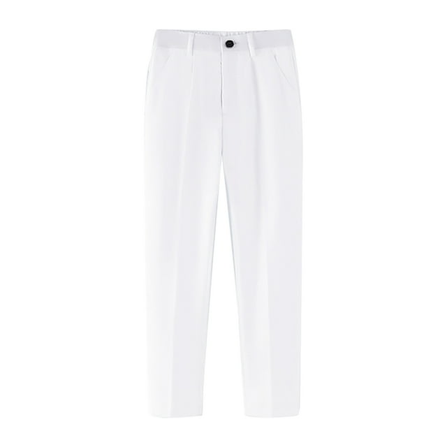Pantalons Habillés à devant Plat pour Garçons Taille Ajustable Tenues Scolaires
