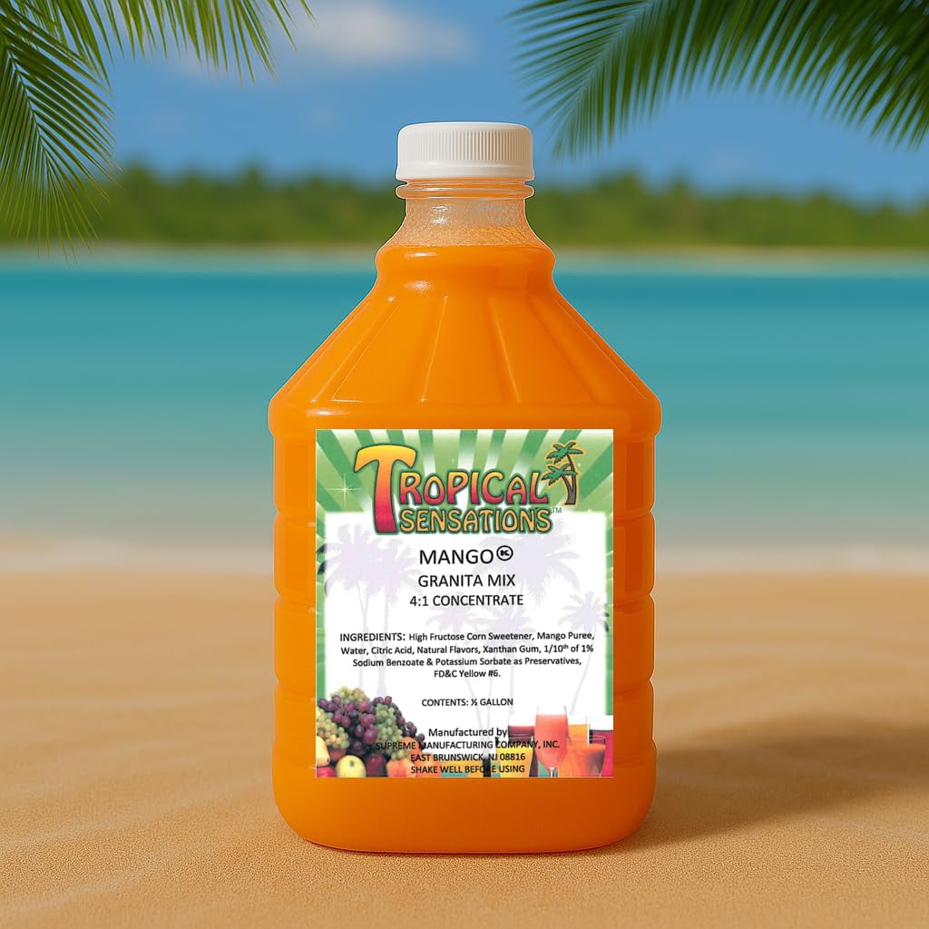 Tropical Sensations Mango Granita Slushie Mix – 64 oz Bottle – Non-Alcoholic Frozen Drink Mix for Slush Machines