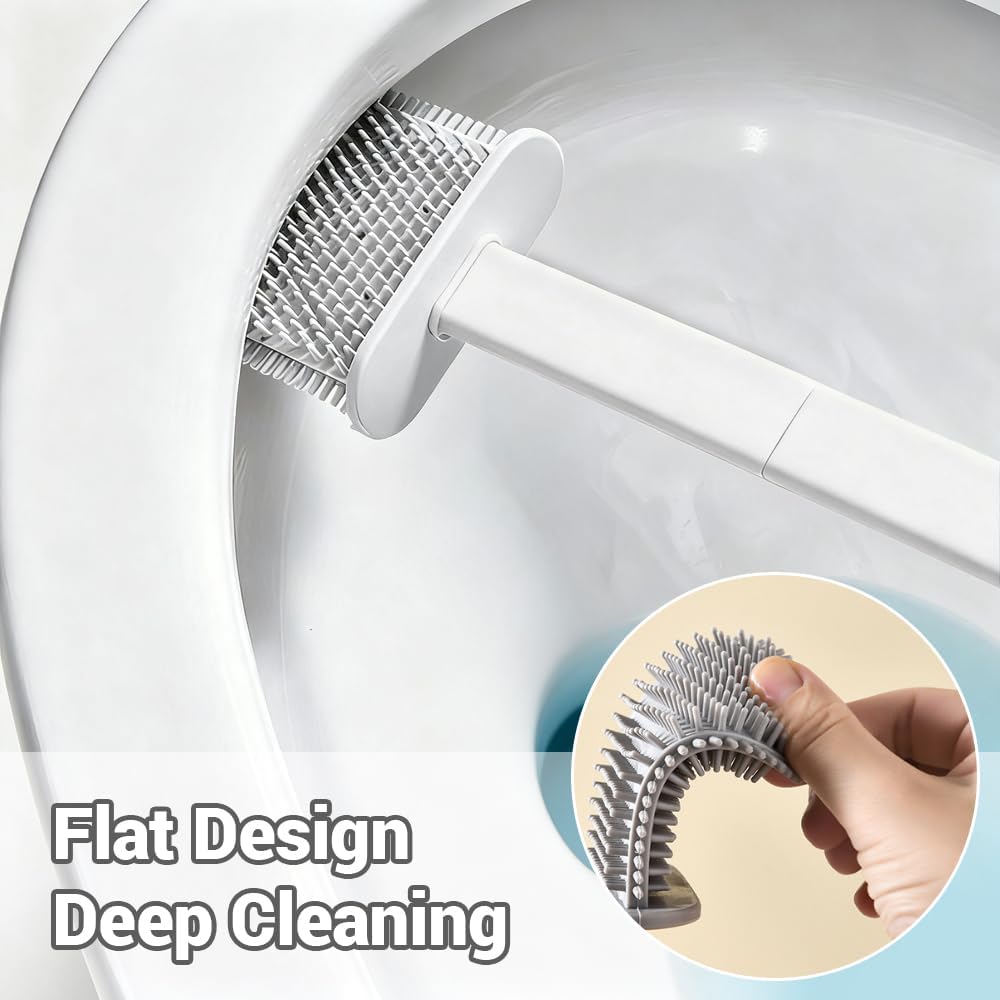 ABPETE Toilet Brush Set, Bathroom Accessories, Toilet Bowl Cleaners, Deep Cleansing Multifunctional Hanging Toilet Brush Set for Bathroom(Pearl White)