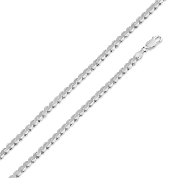 925 Sterling Silver High Polished Flat Rope Serpentine Chain 4.2mm Made in Italy 24" Jewelry Female