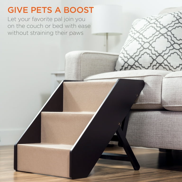 Carpeted dog steps on sale wood