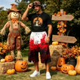 thumbnail image 2 of JoveMarine Men's Loose Fit Cargo Shorts Halloween - Work Shorts with Pockets & Print, Knee-Length Relaxed for Holiday & Daily,Red L, 2 of 6