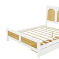 thumbnail image 6 of Full Size Bed Frame with Rattan Headboard and Footboard, Storage Platform Bed with 2 Drawers, Wood Slats Support, No Box Spring Required (White,Full,Rattan Decoration), 6 of 9