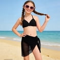 thumbnail image 2 of TOWED22 Girl's 3 Piece Bikini Swimwear Cute Swimsuits Bathing Suit High Waisted with Cover Up Beach Skirt Black,10-11 Y, 2 of 7