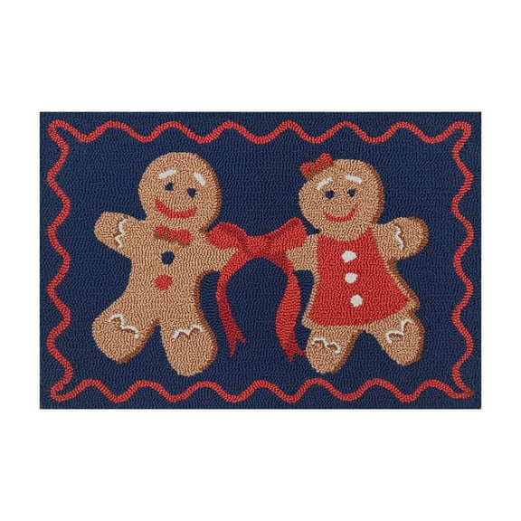 Holiday Time Navy Gingerbread 20" x 30" Accent Rug