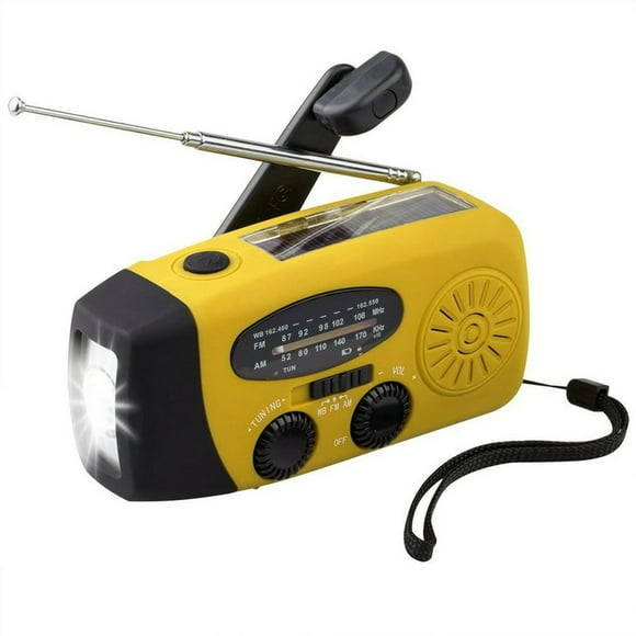 Radio Portable Solaire à Manivelle Dynamo Alimentée AM/FM/NOAA Radio Météo Urgence Secours Lampe de Poche LED Alimentation Mobile Charge USB
