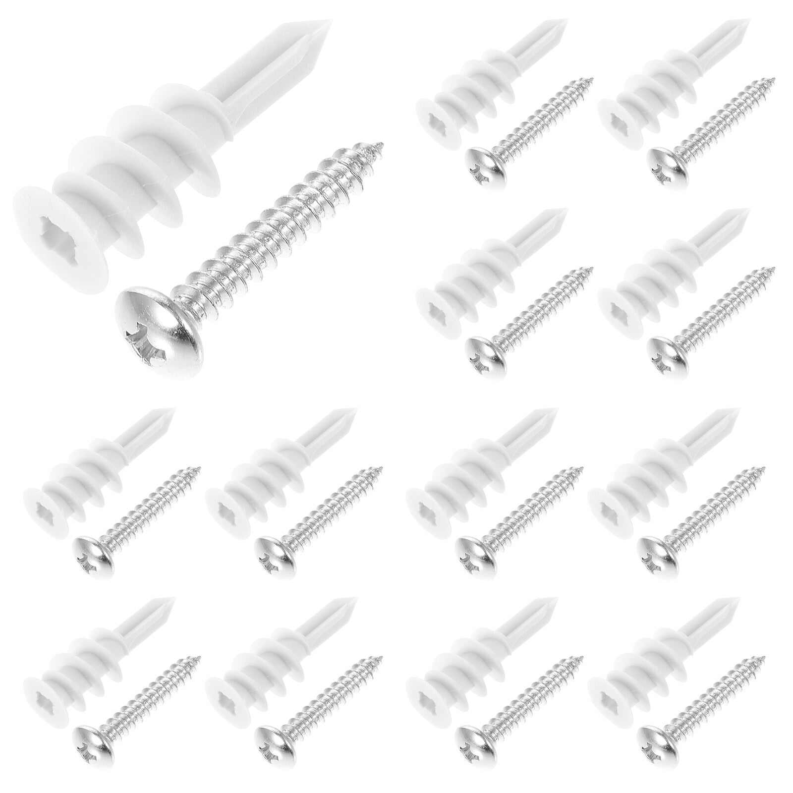 Hemoton 100 Sets Self Drilling Drywall Anchors Plasterboard Tapping Anchors with Screws