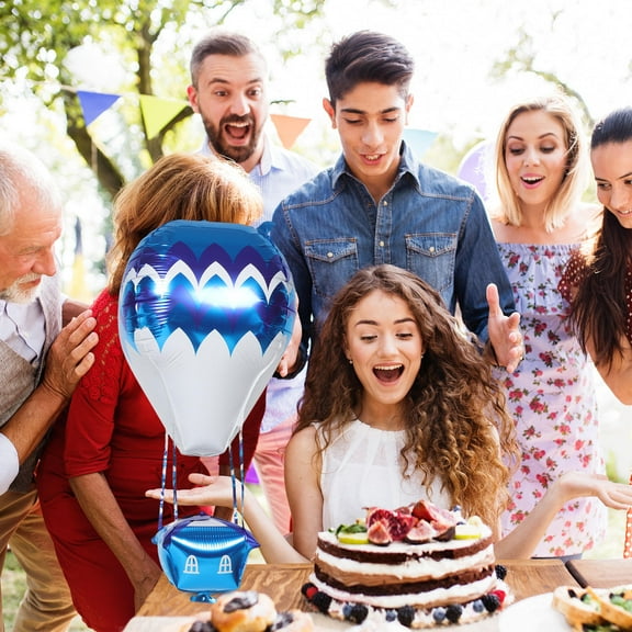 WHAMVOX  10 Pcs Hot Air Balloon Decorations Baby Shower Aluminum Film Blue