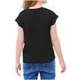 thumbnail image 3 of Cap Sleeve Summer Kids Solid Color Casual Shirt Girls Children Crewneck Simple Shirt Tops for 5-14 Years, 3 of 4