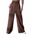 thumbnail image 2 of Women'S Dressy Trousers Solid Color Straight Leg Suit Pants Brown L, 2 of 9