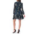 thumbnail image 3 of Women's Summer Dresses 2025 Floral Tie V Neck Semi Sheer Long Sleeve Layered Tiered Chiffon Mini Dress S Dark Blue, 3 of 6