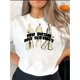 thumbnail image 1 of Camiseta De Verano Para Mujer, Ropa De Calle, Cuello Redondo, Para Acampar, Mochilero, Trabajo1pc Women'S Casual Polyester T-Shirt with Silhouette Portrait Print, Crew Neck, Medium Stretch Knit Fabr, 1 of 6