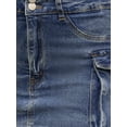thumbnail image 5 of INSPIRE CHIC Women's Cargo Denim Stretch Y2K Flap Pockets Button Bodycon Mini Jean Skirt 2XL Blue, 5 of 5