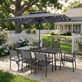 thumbnail image 2 of Pellebant 83" Patio Outdoor Dining Table for 6-8, Sturdy Aluminum Frame Wood-Grain Top with Umbrella Hole, Grey, 2 of 6