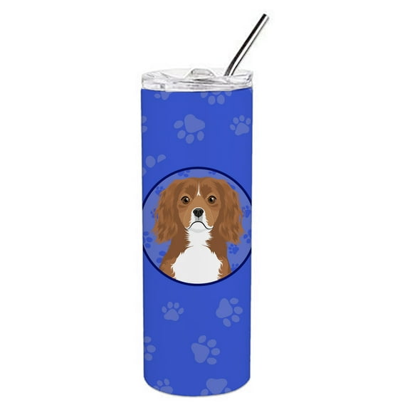 Carolines Treasures WDK1117TBL20 Cavalier King Charles Spaniel Ruby  Stainless Steel 20 oz Skinny Tumbler Blue 20 oz