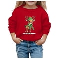 thumbnail image 2 of Boys Sweatshirts Childrens Reindeer Snowflake Fleece Crew Neck Long Sleeve Hoodless Top Red, 2 of 4