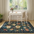 thumbnail image 3 of DUKINO 4x6 Feet Office Chair Mat, Lightweight Non Slip Washable Floral Area Rug, Indoor Low Pile & Non-Shedding Boho Design Rugs for Bedroom, Living Room, Dining Room, Dark Blue, 3 of 8