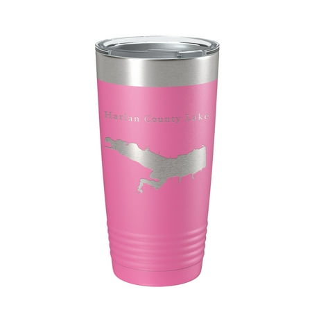 

Harlan County Lake Map Tumbler Travel Mug Insulated Laser Engraved Coffee Cup Nebraska 20 oz Pink