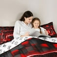 thumbnail image 5 of Castle Fairy Teens Red Honeycomb Gamepads Twin Comforter Sets,Video Game Bedding Set, 5 of 8