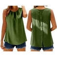 thumbnail image 2 of Tweang Linen Tank Tops for Women Basic Undershirts Flowy Shirts Sleeveless Crew Neck Loose Shirt Tanks Shirts T-shirt Blouses Vest Sweater Vest Cami Floral Shirts Tank Tops Shirts Green L, 2 of 6