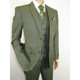 thumbnail image 5 of Men's VITALI Three Piece Suit Vested Sharkskin Sheen Vented M3090 Olive Green, 5 of 14