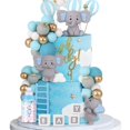 thumbnail image 1 of Acmee - Juego de 44 adornos para tartas de elefante, mini 3D con letras de beb&eacute;, botella de leche, bolas de espuma dorada, decoraci&oacute;n de tartas para ni&ntilde;os, ni&ntil, 1 of 6