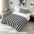 thumbnail image 2 of Manfei Geometric Stripe Twin Comforter Sets,Contemporary Minimalist Bedding Set, Black White, Reversible 2 Pieces, 1 Comforter and 1 Pillowcase, 2 of 6